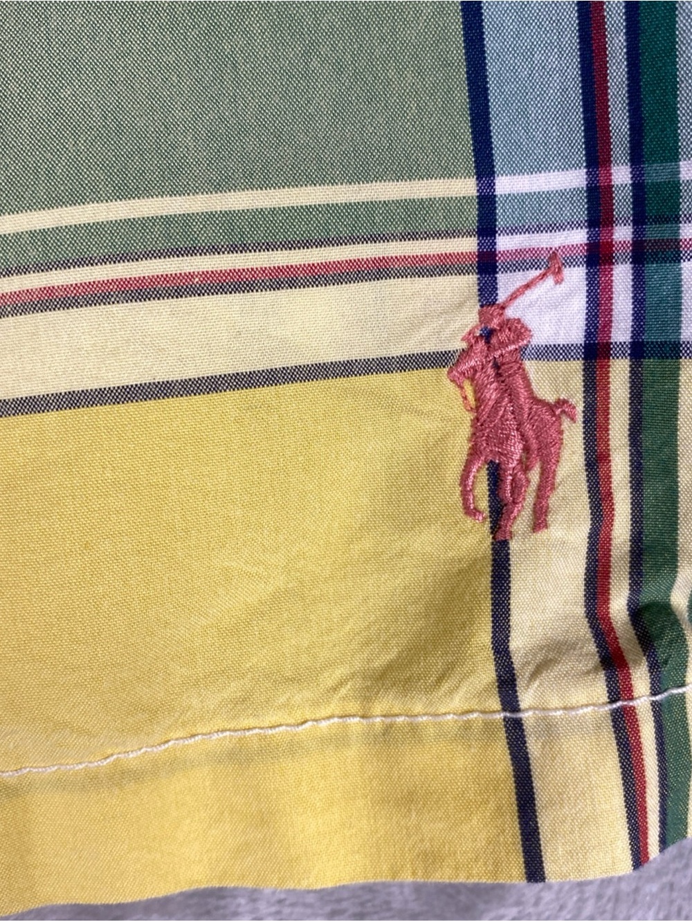 Polo by Ralph Lauren Yellow Multicolor Madras Plaid Swim Shorts Mesh Lined - Picture 2 of 11